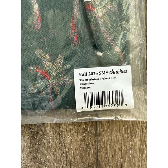 Chubbies Range Polo Shirt Men's M Medium Brushstroke Palm Floral Weekend Stretch - Picture 4 of 10